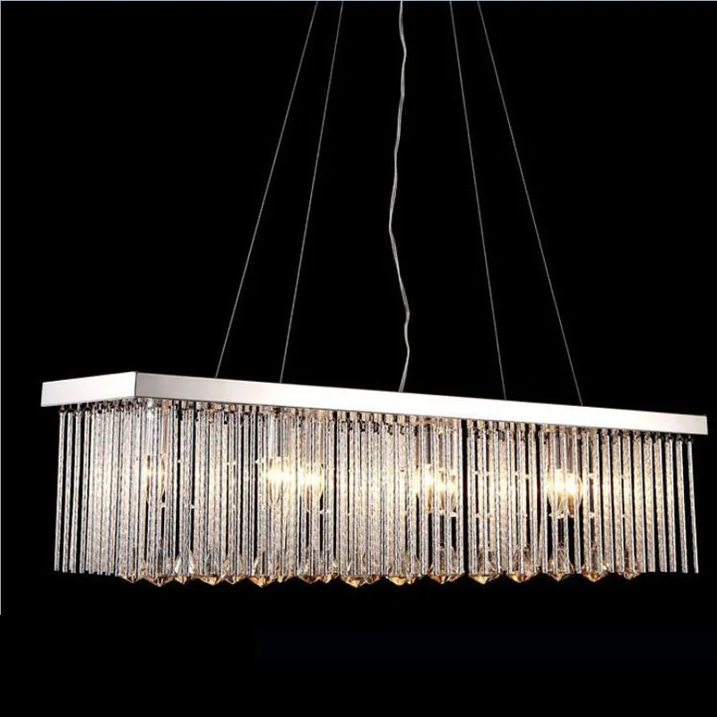 

Simple modern stylish rectangular restaurant lamps living room chandelier bedroom study room dining room Crystal hanging lamp