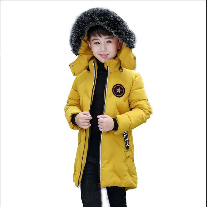 

2018 New Children Winter Jacket Cotton Fashion Hooded Boys Outerwear & Coats Thick Long Boys Coat Boys Winter Coat Fit 5-10 Y