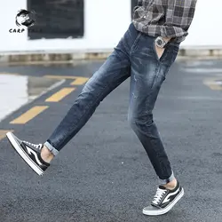 Мужские джинсы в Корейском стиле; новая весенняя Мужская одежда для формирования тела; повседневные Стрейчевые Мужские штаны брюки;