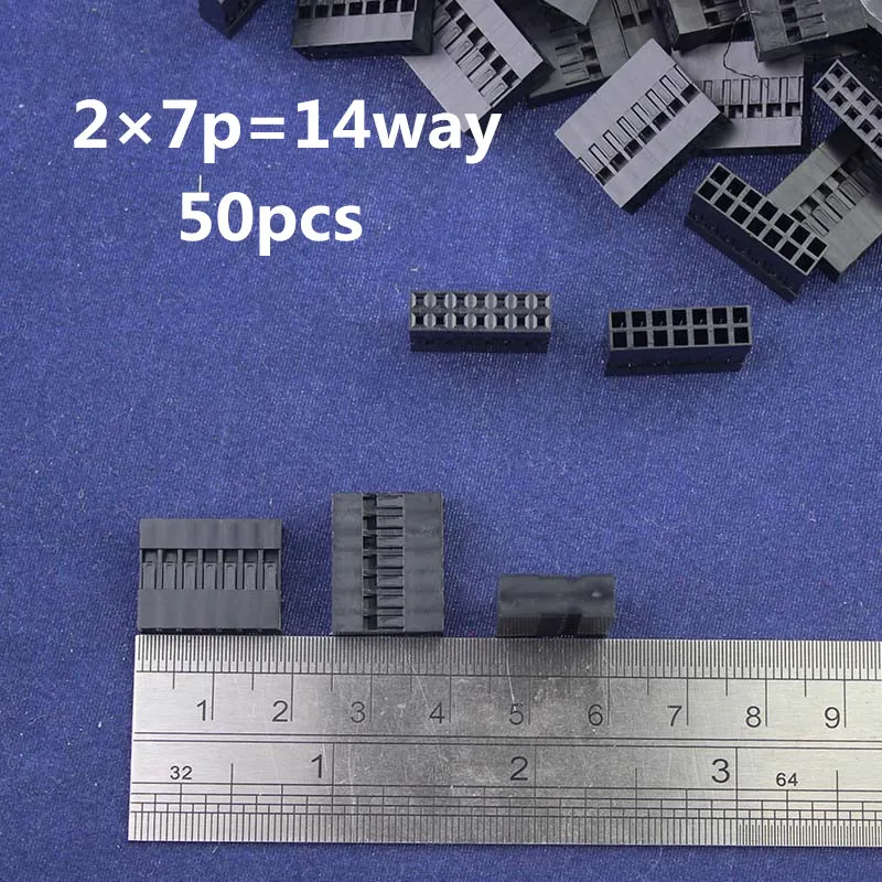 

50pcs 2.54mm Pitch 2*7Pin Dupont Housing Plastic Shell Terminal 14way Jumper Wire Housing Connector