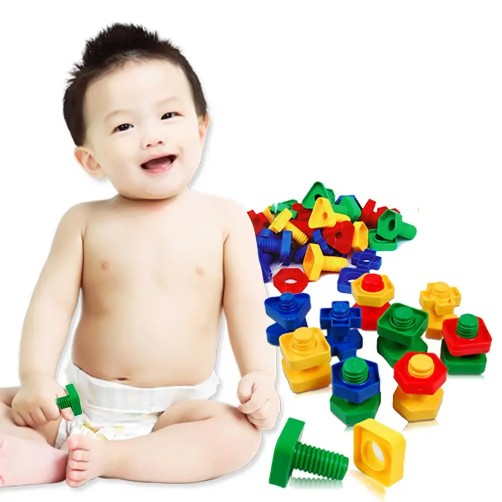 

40Pcs/Set 3D Colorful Screw Nuts Bolts Building Puzzle Game Intelligent Kids Toy Intelligence Developmental Toys
