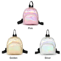 Модные женские туфли мини-рюкзак для девочек школьные сумки блеск PU кожа голографическая рюкзаки BS88