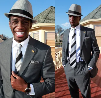 

2017 Latest Coat Pant Designs Grey Custom Made Wedding Suit for Men Formal Blazer Bridegroom Slim Fit 2 Pieces Tuxedo Vestidos F