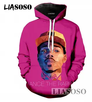 

LIASOSO New Design Men Women Hoodies 3D Print Rapper Chance The Rapper Pullover Hip Hop Hooded Tracksuit Joker Sweatshirts T682
