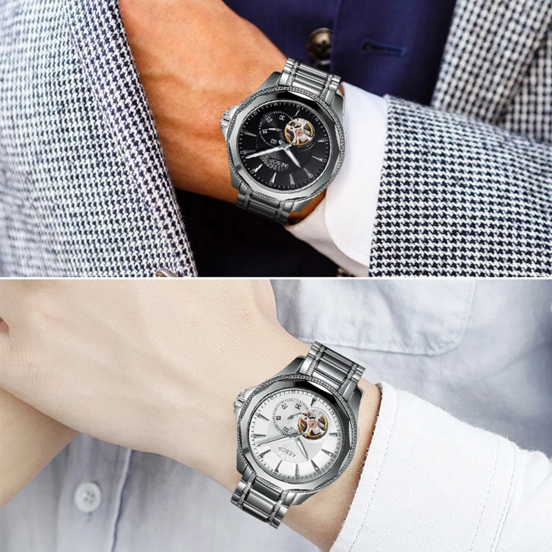 AESOP A+++ часы для мужчин Роскошные автоматические механические мужские наручные часы со скелетом водонепроницаемые мужские часы Relogio Masculino