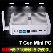 Intel Core i5 7200U i3 7100U причастником B13 компьютер 7TH Gen kaby Lake Win10 безвентиляторный Мини-ПК 4 К HTPC MiniPC NUC HD Графика 620