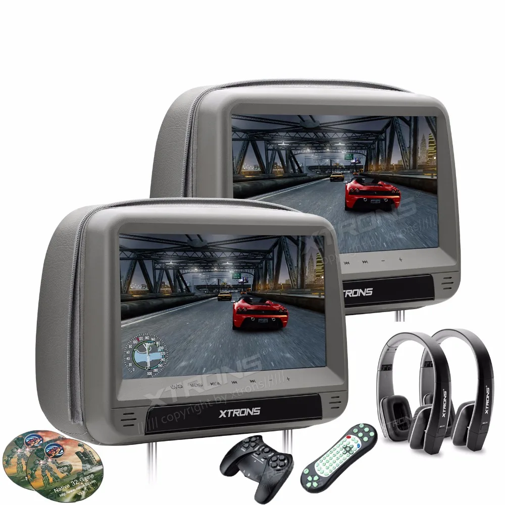 XTRONS мониторы 2x9 &quotHD цифровая панель кожаный чехол автомобильный подголовник DVD