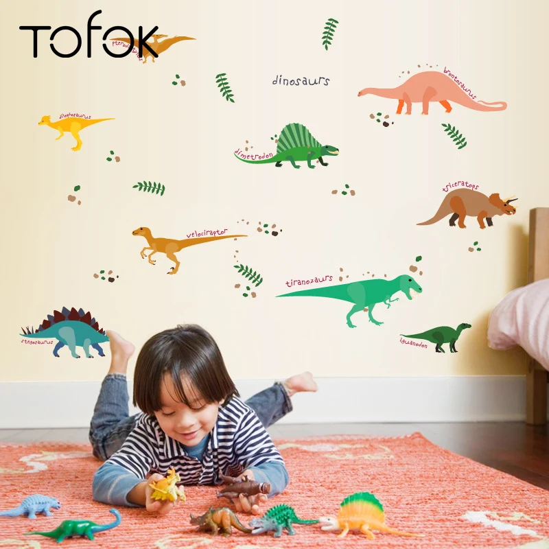 Tofok Dinosaur World Wall Stickers Children Room PVC Removable Wall Stickers 60*90cm Living Room Home Decoration Wall Decals