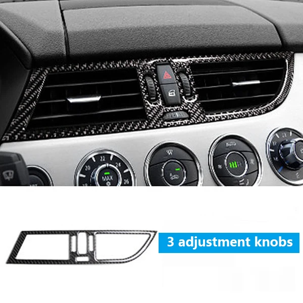 Углеродное волокно автомобиля передняя отделка Управление на выходе автомобильного кондиционера, Vent рамка крышка наклейки аксессуары для BMW Z4 E89 2009 - Название цвета: 3 adjustment knobs