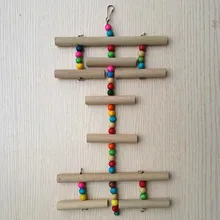 Wooden Bird Ladder Swing Exercise Hamster Parrot Parakeet Toy Colorful Bead Pets Toys Cage Resk Stand Platform