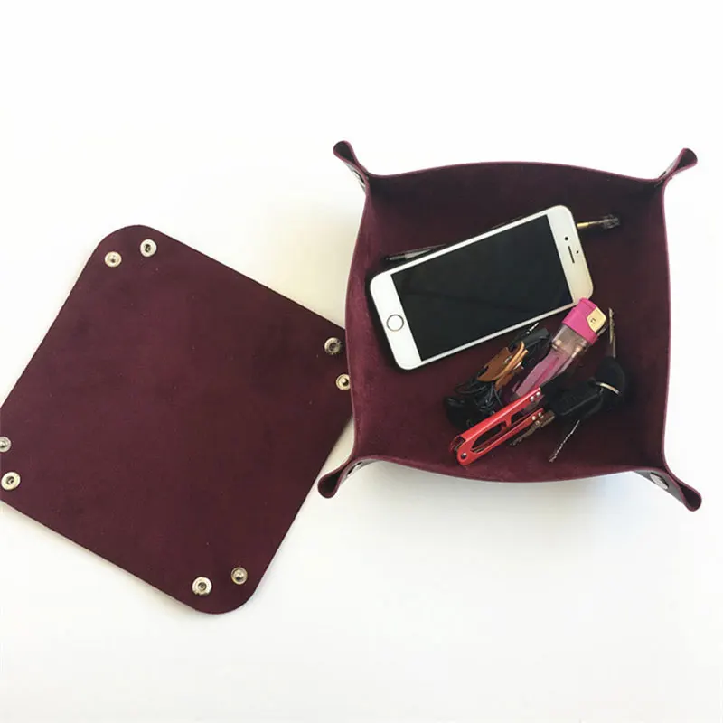 

New PU Leather Quadrilateral Tray for Dice Foldable Storage Box Table Games Key Wallet Coin Box Tray Desktop Storage Box