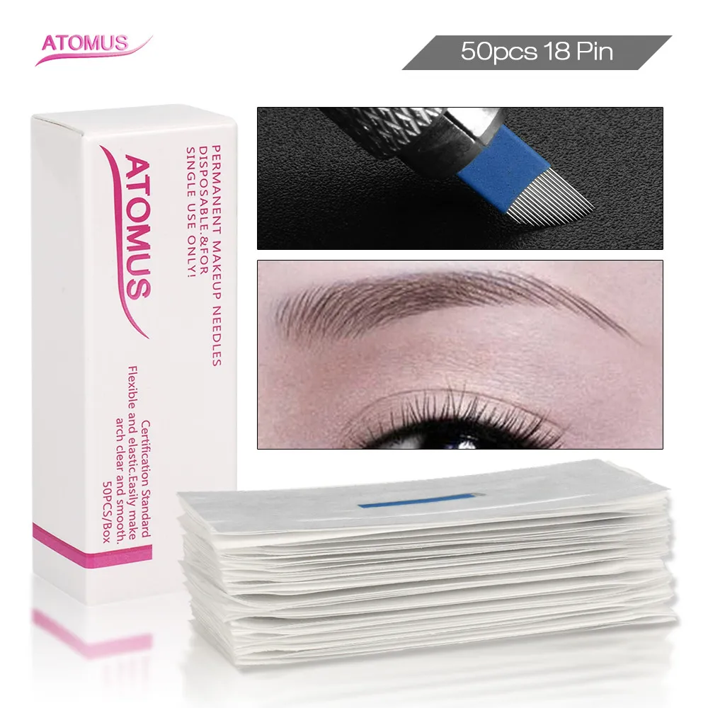 

Agulhas Microblading 18 Pin Eyebrow Tatoo Aiguille Tatouage Needle Tebore Micro Blading Sterilized Medical Frivolite Naalden