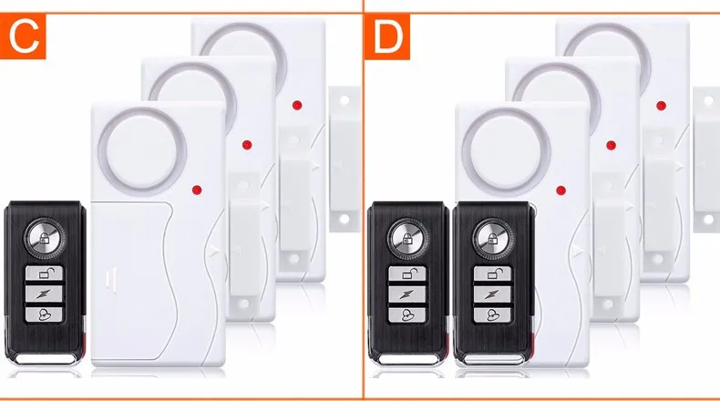Darho Door Window Entry Security ABS Wireless Remote Control Burglar Alarm Magnetic Sensor Door Alert System Home Protection Kit