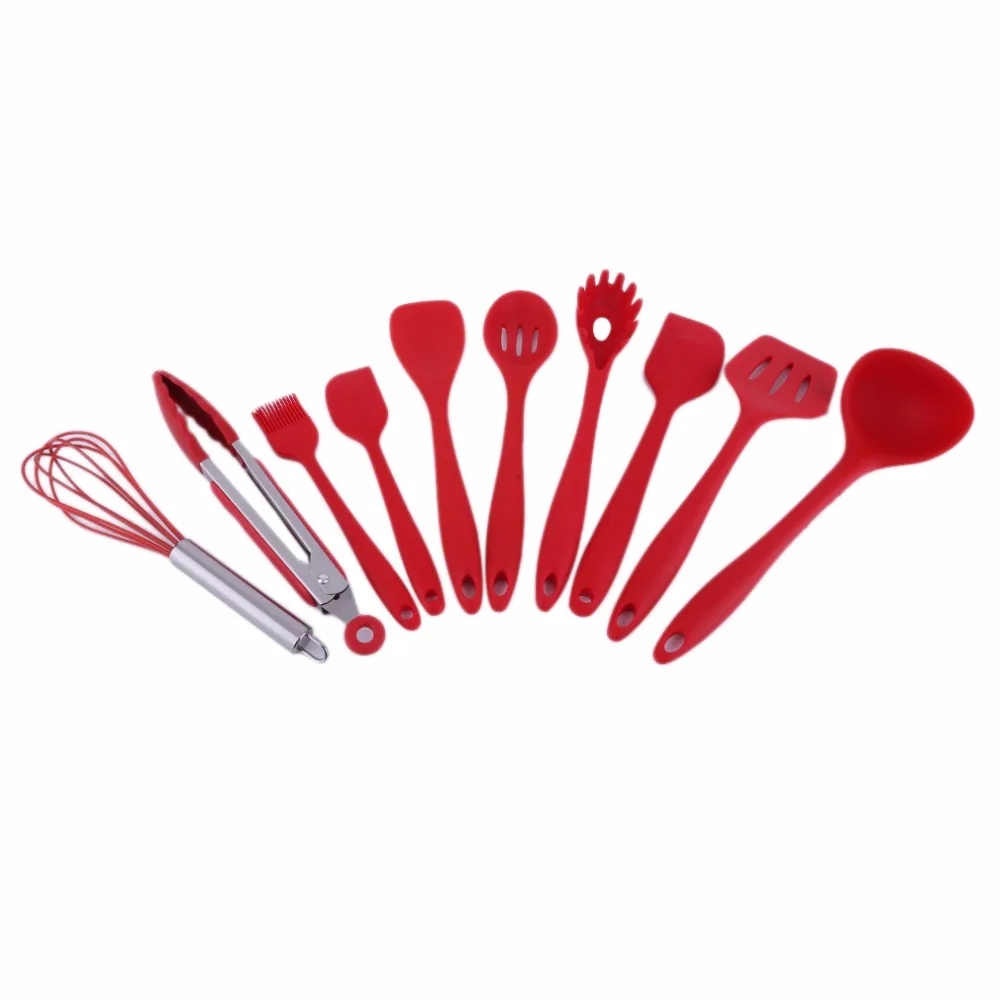 10Pcs/Set Home Kitchen Silicone Cooking Utensil Set High Temperature