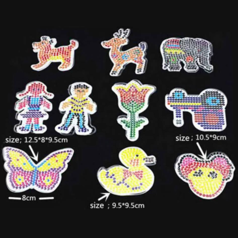 

10 pc puzzle pegboards patterns with colored paper to 5mm fuse DIY children crafts plastic stencil child bead