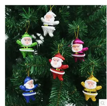 

6pcs Christmas decorations high - grade gold powder color Christmas small tree ornaments for the elderly