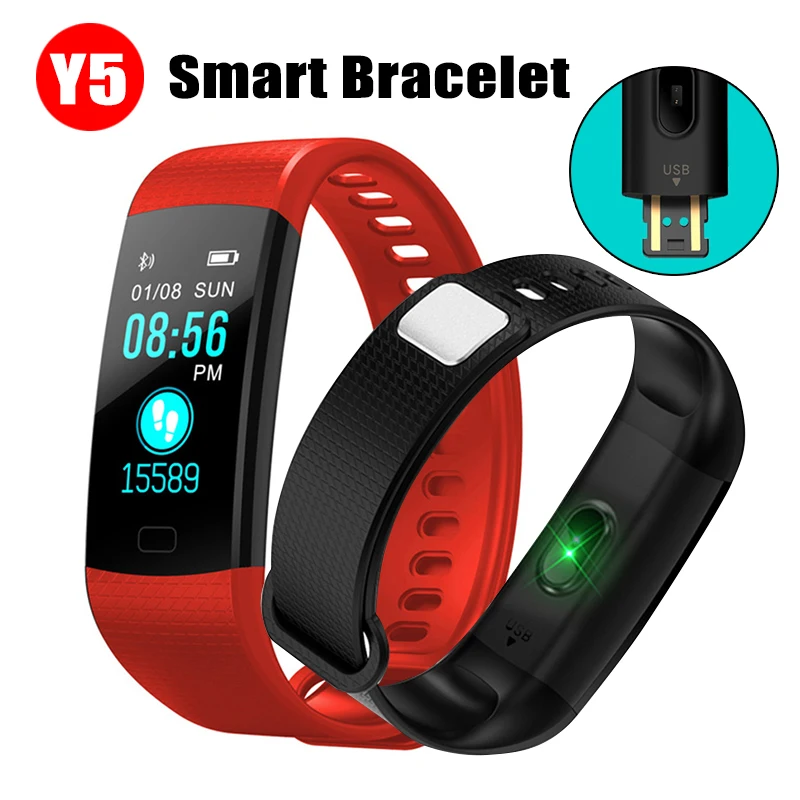 

Color Screen Y5 Fitness Tracker Smart Bracelet Pedometer Heart Rate Blood Pressure Monitor Smart Band Wristband with Sport