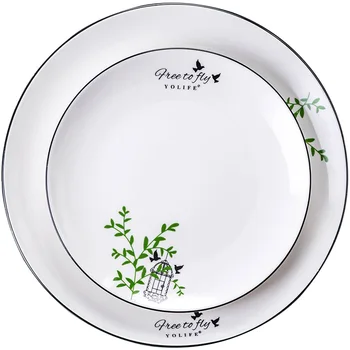 

High Quality Dinnerware Dish White Porcelain On-glazed Round 8 Inches ceramics animal Plates Food Cake Dishes