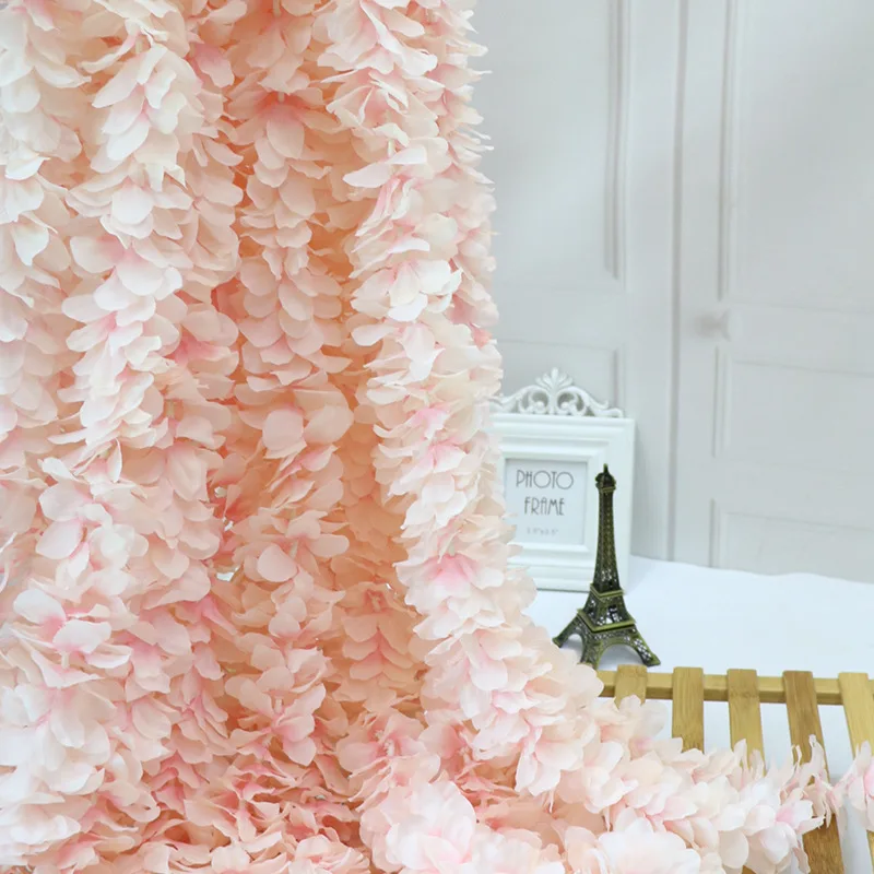 1 м искусственный цветок глицинии лоза шелк для свадебной вечеринки поддельный лист цветок украшение семьи Свадебная вечеринка украшения - Цвет: Light Pink