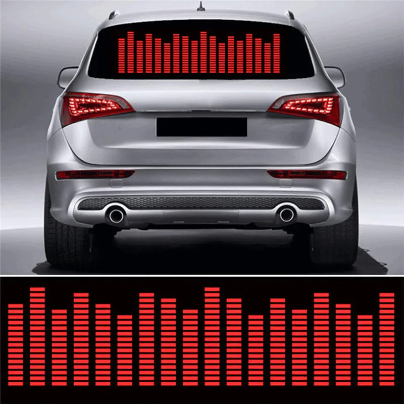 Новая мода 45x11 см 12 В светодиодный контроль ритма музыки Свет Звук активировать световой низкое энергопотребление прочный автомобильный стикер#296076
