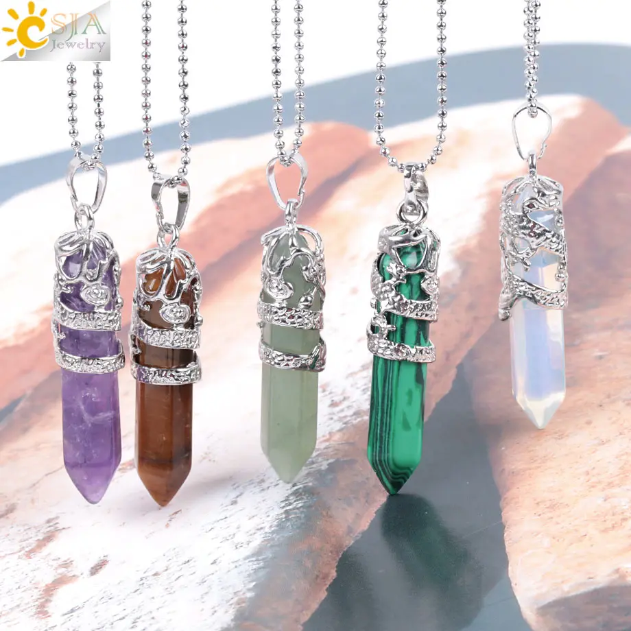 Dragon Necklace Quartz Necklaces Natural Crystal Stone Hexagonal Prism