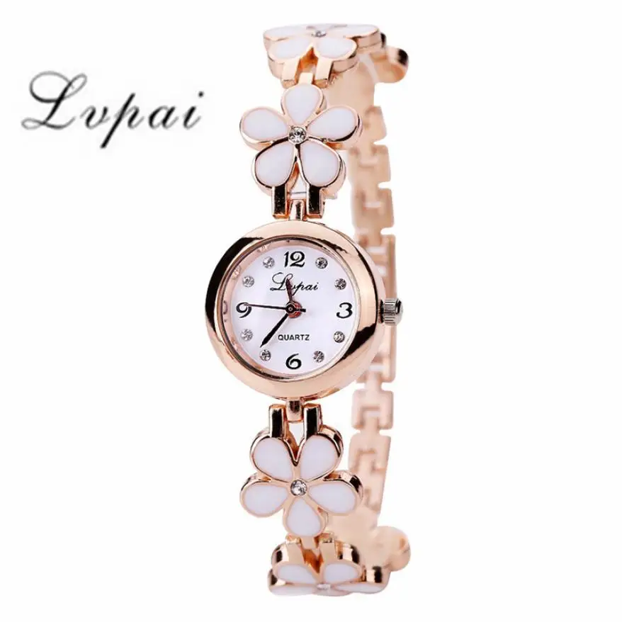 LVPAI, роскошные брендовые модные женские часы со стразами, новинка, цветочный ремешок, де люкс, Montres Femmes, браслет, часы, relogio feminino - Цвет: White