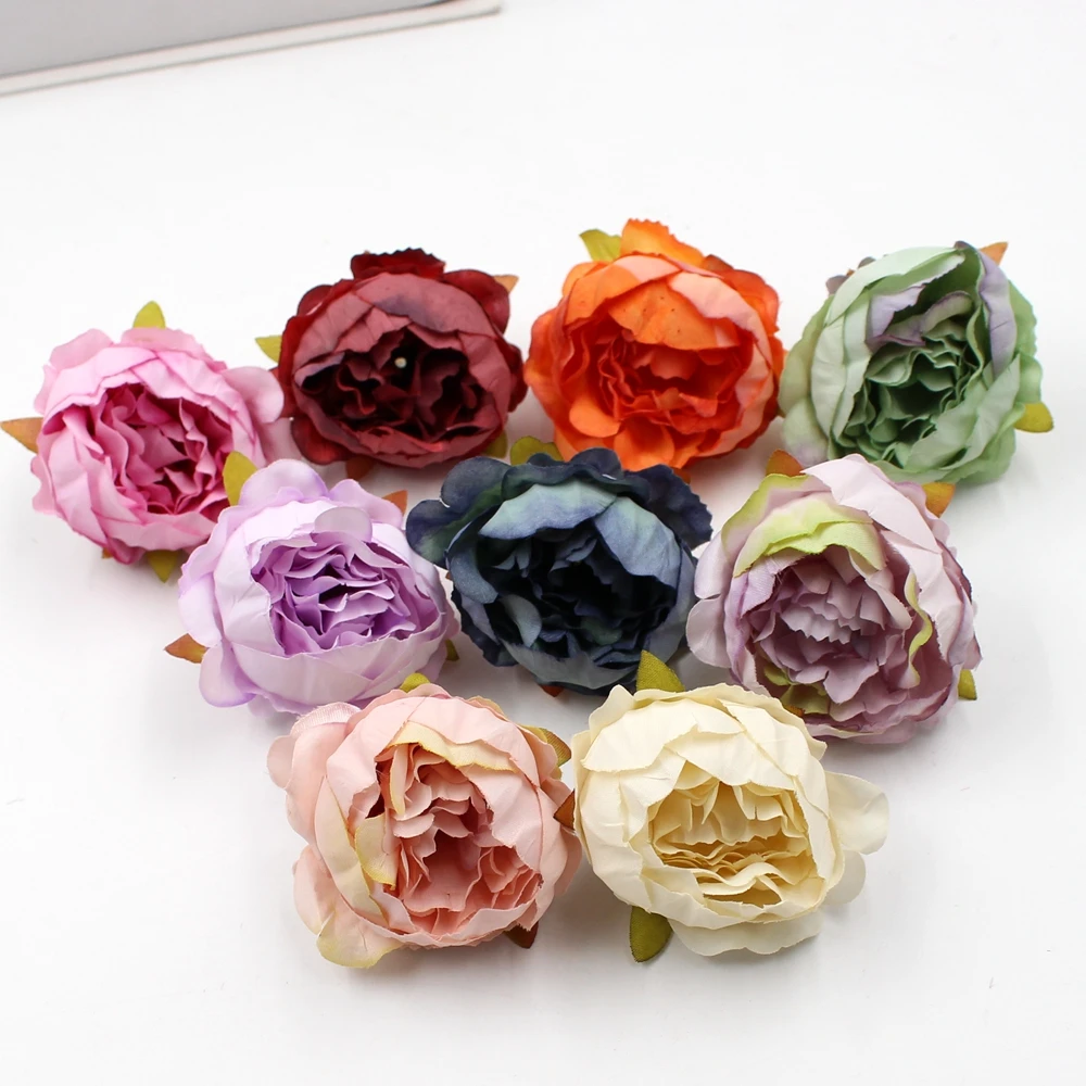 

5pcs/lot 5cm High Quality Peony Flower Head Silk Artificial Flower Wedding Decoration DIY Garland Scrapbooking Crafts
