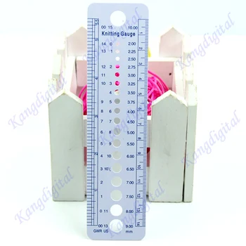 

UK US Canada Gauge Inch cm Ruler Tool All In One Knitting Needle Sizes W15