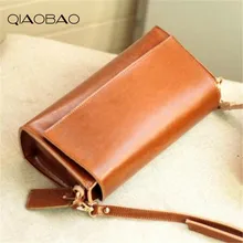QIAOBAO Повседневные Сумки из натуральной яловой кожи многофункциональные сумки на плечо Европейский Американский стиль одноцветная сумка