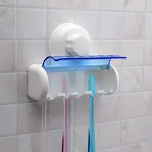 2017 New Plastic Dust proof Toothbrush Holder Bathroom Kitchen Family Toothbrush Suction Cups Holder Wall Stand