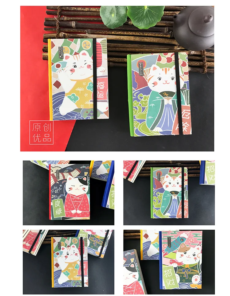 Японский узор «Кот-счастливчик» альбом для рисования Блокнот Дневник Книга пуля журнал твердый переплет Маленькая книга дневник ноутбук студенческий подарок