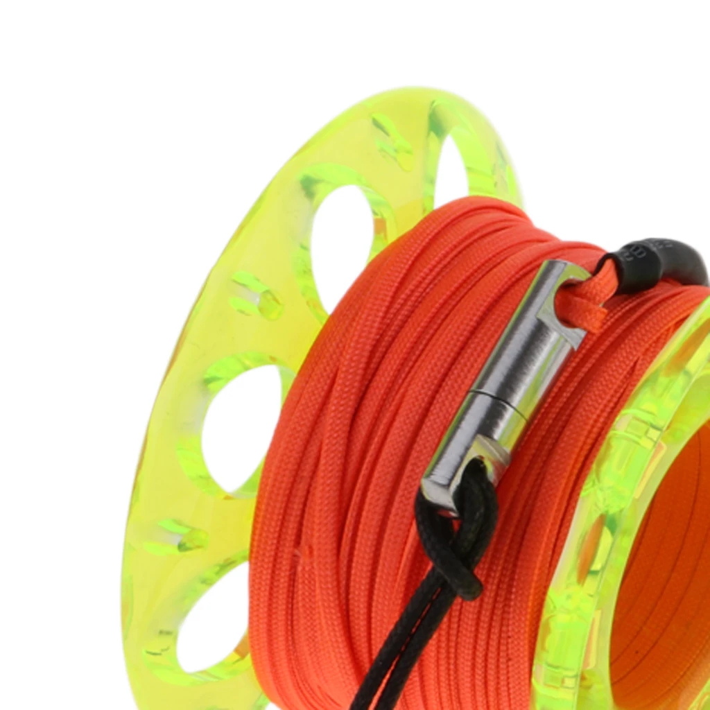 Scuba Diving Reel Spool Finger 15M/49ft Line Reels Double End Snap Bolt Swivel Clip Underwater Dive Safety Equipment