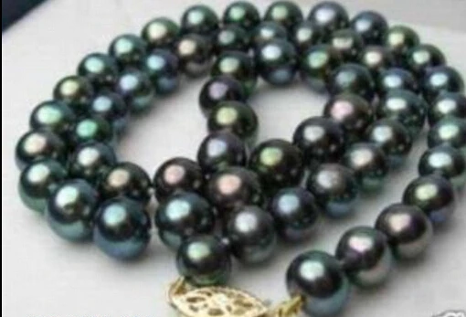 

FREE SHIPPINGRare!8-9MM black Akoya Cultured Pearl Necklace 17