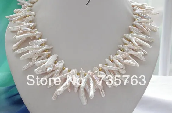 

HOT 009548 Rare 18" 30mm white Chicken Foot baroque Freshwater cultured pearl necklace