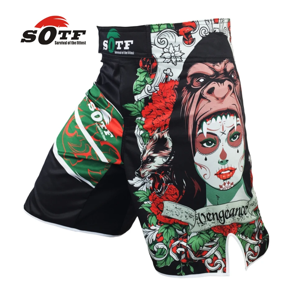 Orangutan with beautiful pictures breathable fabric sports training boxing shorts mma thai boxing  muay thai boxing  mma fight