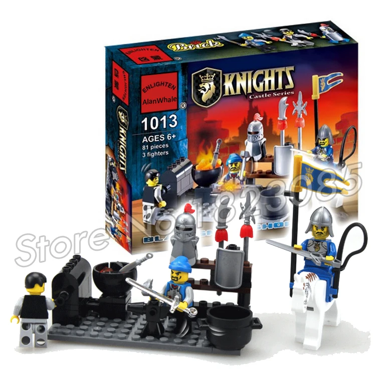 

81pcs Medieval Lion Blacksmith Shop Knight Carriage Model Building Kit Blocks Bricks Sets Toys Compatible With lego