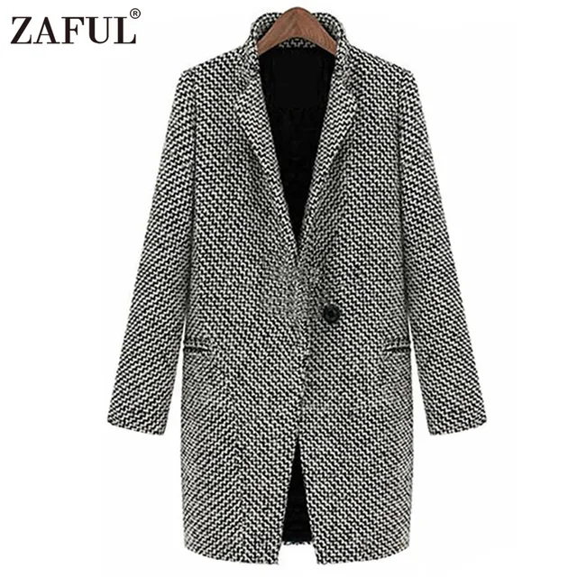 ZAFUL Новый Плюс размер элегантных женщин зимняя шерсть пальто плюс размер серый теплый хлопок траншеи laides бархатные толстые куртки длинные пальто