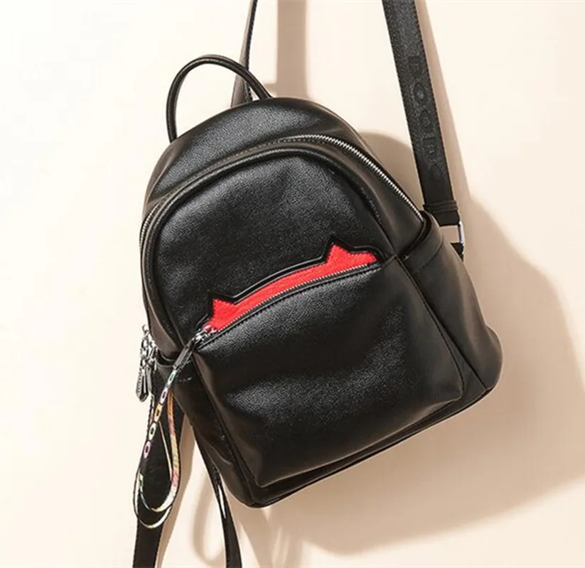 Women Casual Backpacks Preppy Style Leather Black Backpack School Bag ...
