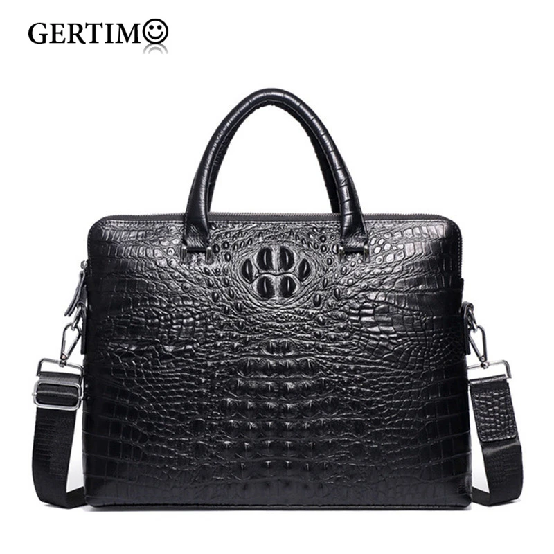 

Mens Luxury Brand Genuine/Real Cowhide Leather Handbag Croc/Alligator Pattern Business Briefcase Men Laptop Bags Shoulder Bag