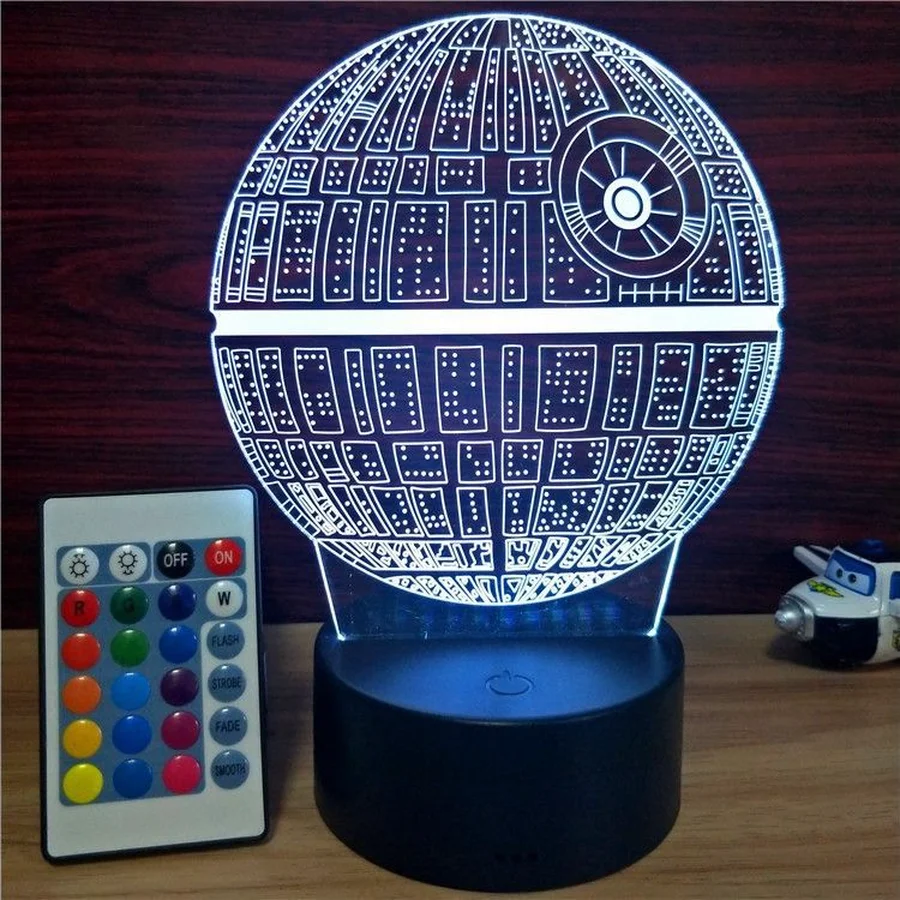 Несколько Star Wars Death Star светодиодный 3D night lights Творческий Ambient Light настольную лампу домашнего освещения Bulbing Цвет изменить Luminaria
