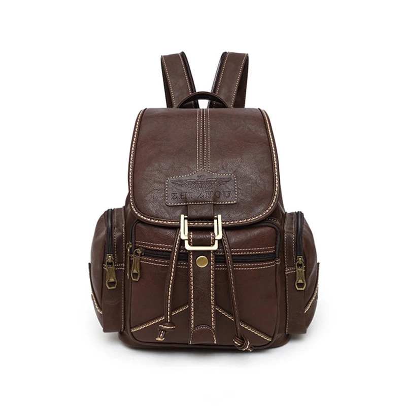 Women Backpack female brand back pack college style leather backpack school backpacks vintage student schoolbag retro rucksack