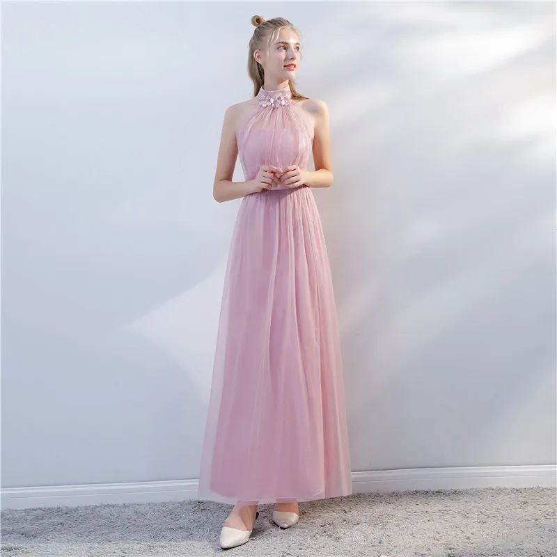 

Halter Pink Bridesmaid Dress Gray Bridesmaid Dresses