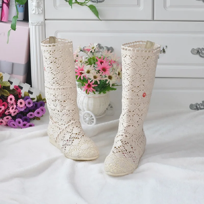 

2019 Summer Best-Selling Women Shoes Girls High Boots Spring Shoes Breathable Lady Boots Drill Hollow Mesh Boots For Girls Woman