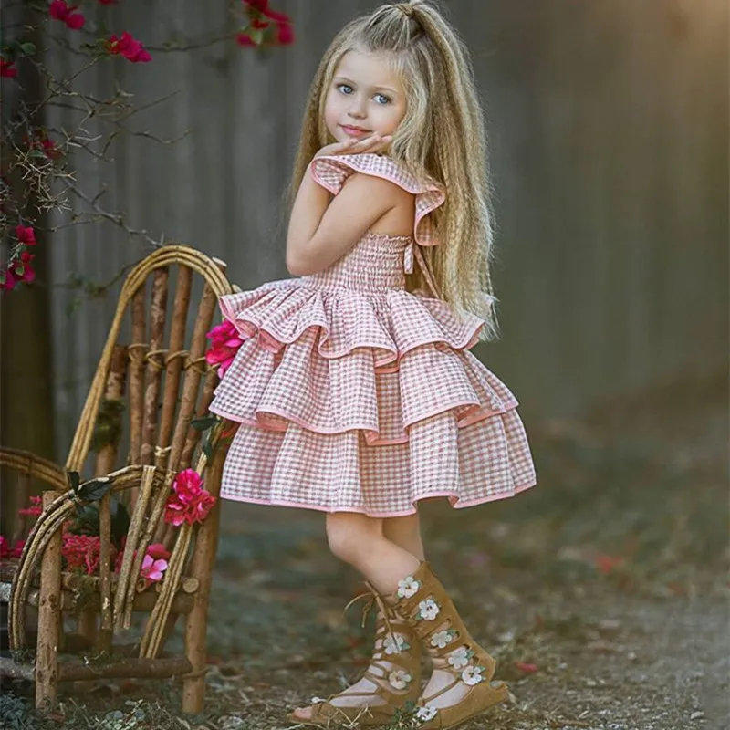 

Toddler Kids Baby Girls Ruffled Tutu Dress Sundress Summer Party Pageant Layered Princess Dress girls clothes Roupas