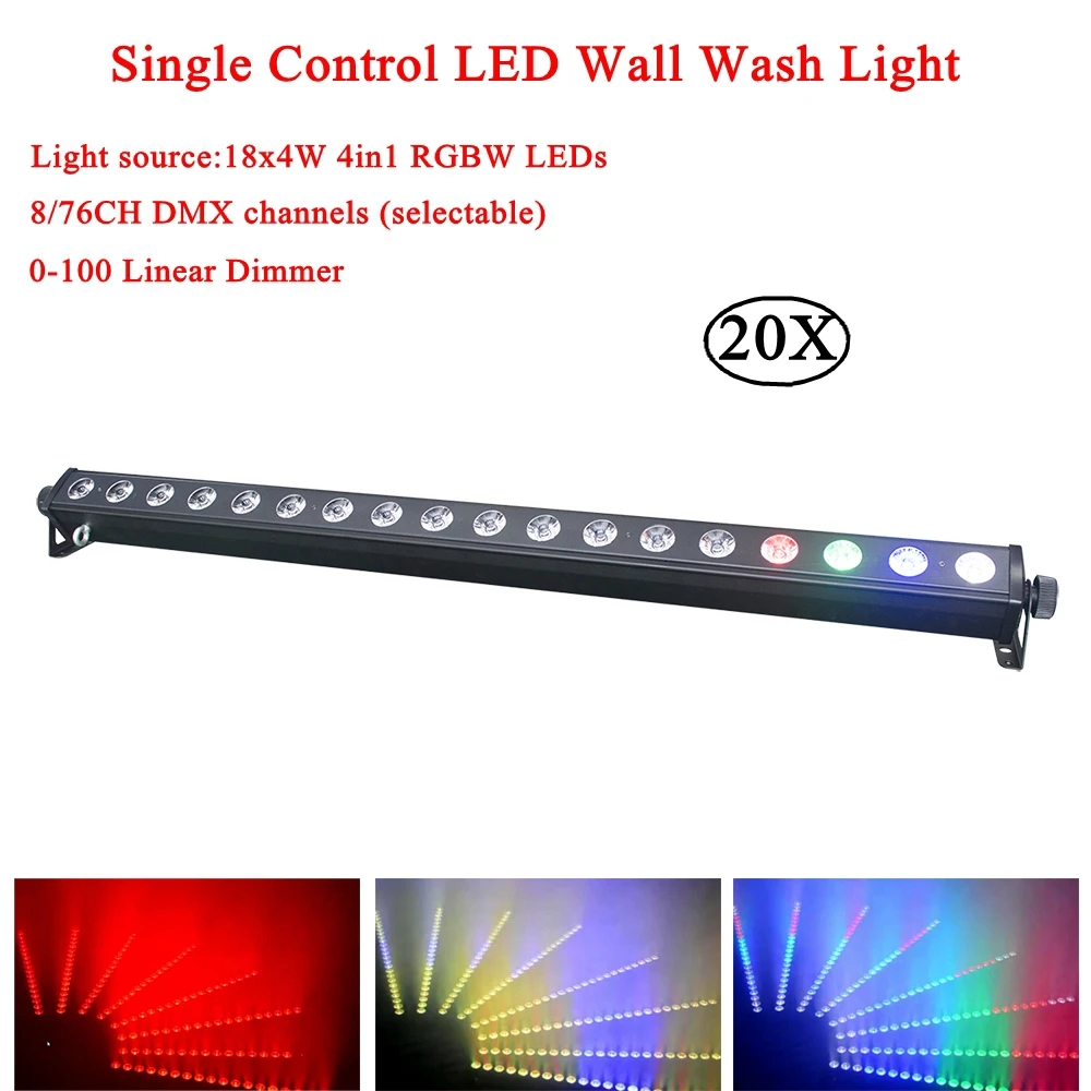 

20Pcs/Lot 18x4w RGBW 4in1 DJ Stage Lighting Running Horse Point Control LED Wall Wash Light Led Bar Light Led Wall Washer Lights