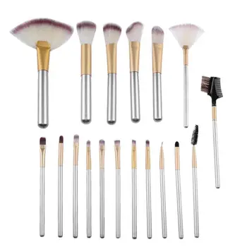 

18pcs Professional Makeup Brushes 3 Colors Bristles Silver Handle(Short)
