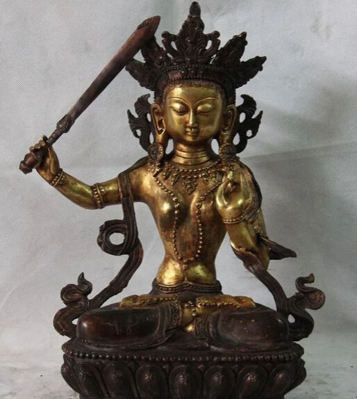 

song voge gem S1181 16" Tibet Fane Buddhism Copper Bronze Manjushri Kwan-yin Guan Yin Buddha Statue