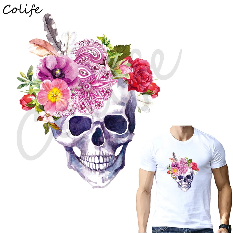 

West Coast Skulls Patches T-Shirt Diy Decoration A-Level Washable 2018 New Easy Print By Household Irons Parches Para La Ropa