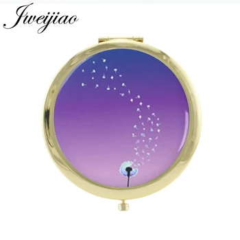 

JWEIJIAO natural plant Dandelion Decoration Tools Accessories Round Mini moive Folding Gift metal pocket mirror DD38