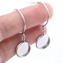 10 шт. фитинг 12 мм круглый кабошон серьга заготовки серьги из нержавеющей стали Зажимная шпилька застежки-невидимки diy Камея База установочные лотки